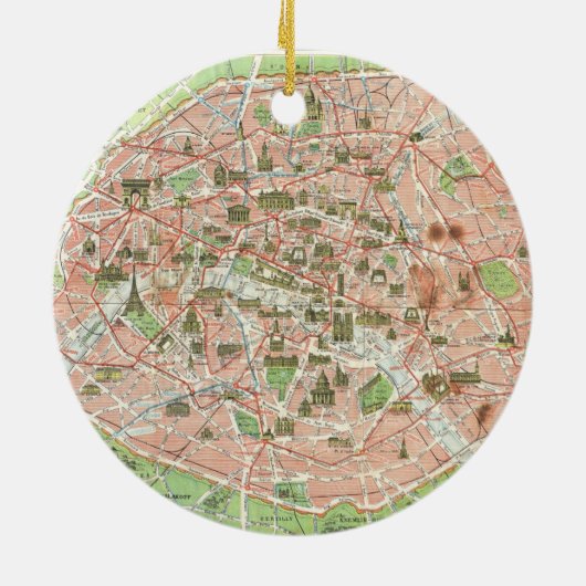 kaart van Parijs (1920) Keramisch Ornament (Achterkant)