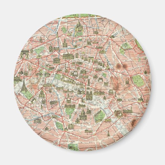  kaart van Parijs (1920) Magneet (Voorkant)