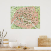  kaart van Parijs (1920) Poster (Keuken)
