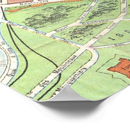  kaart van Parijs (1920) Poster (Hoek)