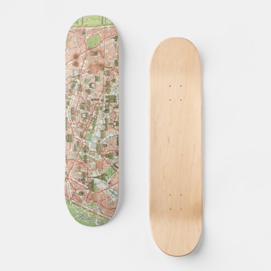  kaart van Parijs (1920) Skateboard (Voorkant)