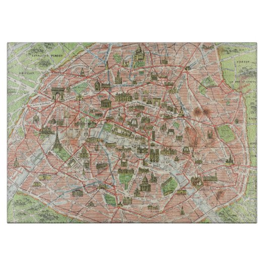  kaart van Parijs (1920) Snijplank (Voorkant)