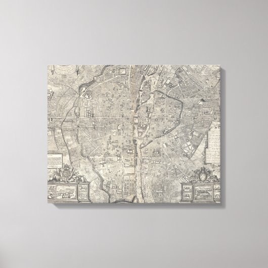 kaart van Parijs Frankrijk (1652) Canvas Afdruk (Voorkant)