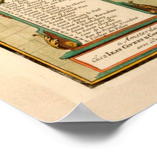  kaart van Parijs Frankrijk (1720) Poster (Hoek)