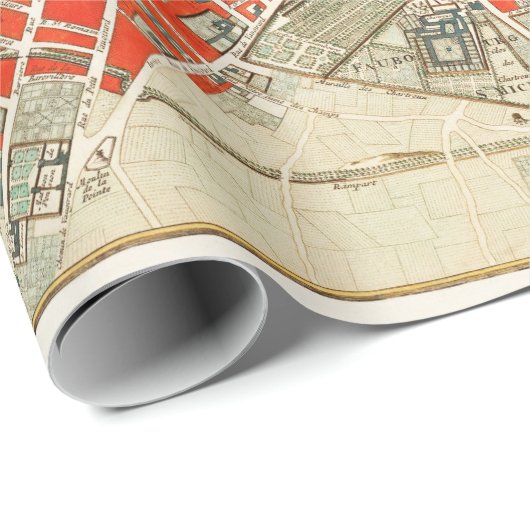  kaart van Parijs Frankrijk (1721-1774) Cadeaupapier (Rol Hoek)