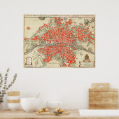 kaart van Parijs Frankrijk (1721-1774) Poster (Keuken)