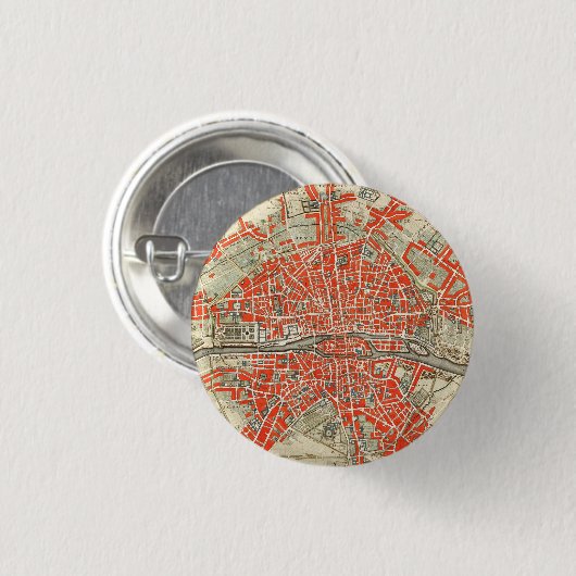  kaart van Parijs Frankrijk (1721-1774) Ronde Button 3,2 Cm (Voorkant /achterkant)