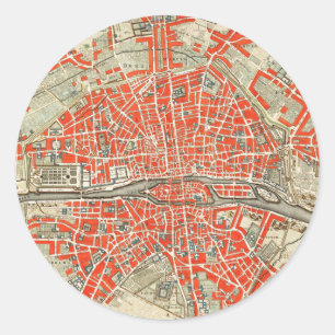  kaart van Parijs Frankrijk (1721-1774) Ronde Sticker