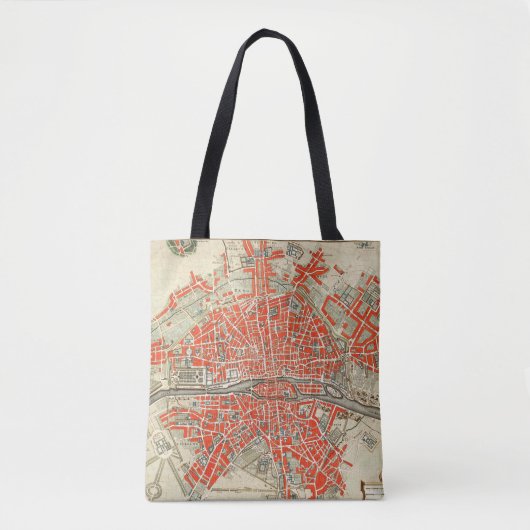  kaart van Parijs Frankrijk (1721-1774) Tote Bag (Voorkant)