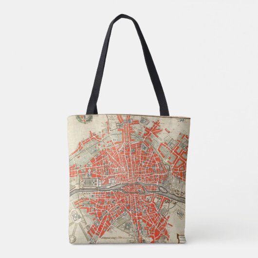  kaart van Parijs Frankrijk (1721-1774) Tote Bag (Achterkant)