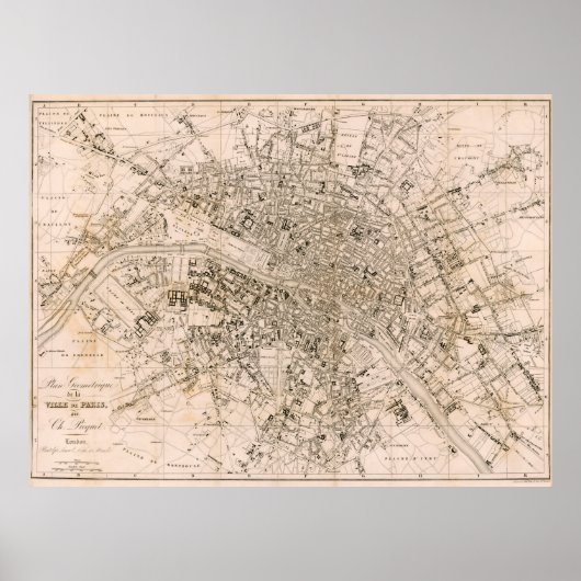  kaart van Parijs Frankrijk (1825) Poster (Voorkant)