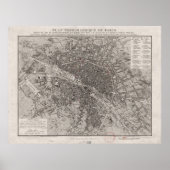  kaart van Parijs Frankrijk (1837) Poster (Voorkant)