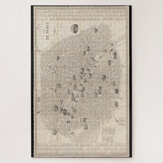kaart van Parijs Frankrijk (1841) Legpuzzel (Verticaal)