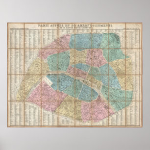  kaart van Parijs Frankrijk (1867) Poster