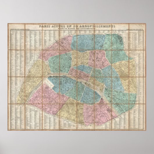  kaart van Parijs Frankrijk (1867) Poster (Voorkant)