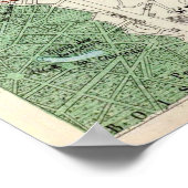 kaart van Parijs Frankrijk (1872) Poster (Hoek)