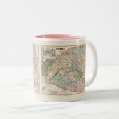  kaart van Parijs Frankrijk 1878 Tweekleurige Koffiemok (Voorkant rechts)