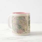  kaart van Parijs Frankrijk 1878 Tweekleurige Koffiemok (Voorkant links)