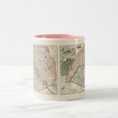  kaart van Parijs Frankrijk 1878 Tweekleurige Koffiemok (Center)