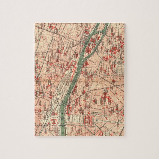  kaart van Parijs Frankrijk (1910) Legpuzzel (Verticaal)