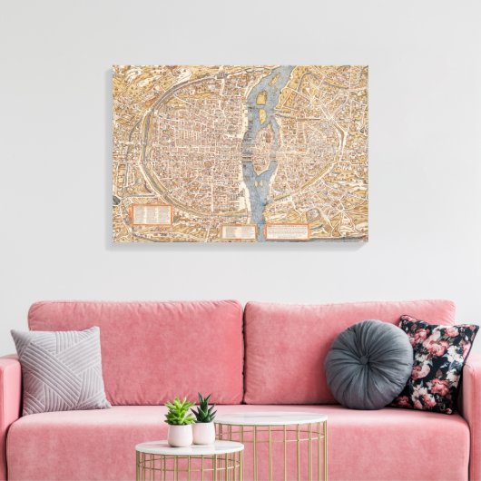  kaart van Parijs Frankrijk Canvas Afdruk (Insitu (Woonkamer))