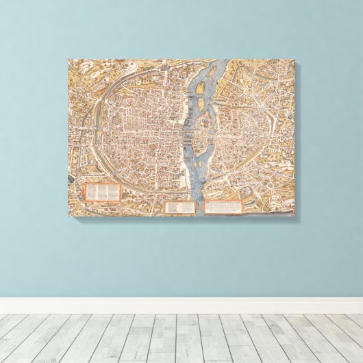  kaart van Parijs Frankrijk Canvas Afdruk (Insitu (Houten vloer))