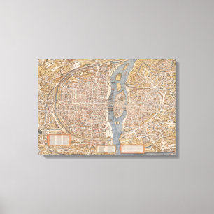  kaart van Parijs Frankrijk Canvas Afdruk