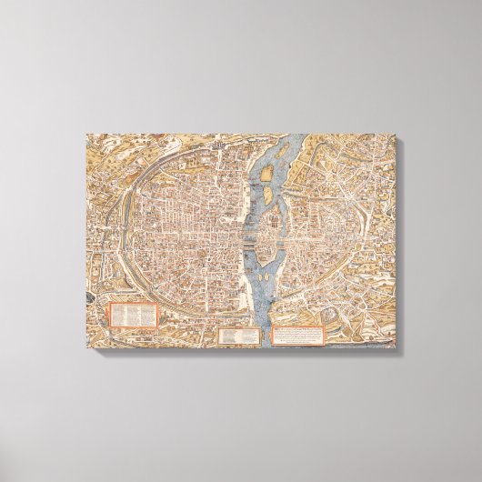 kaart van Parijs Frankrijk Canvas Afdruk (Voorkant)