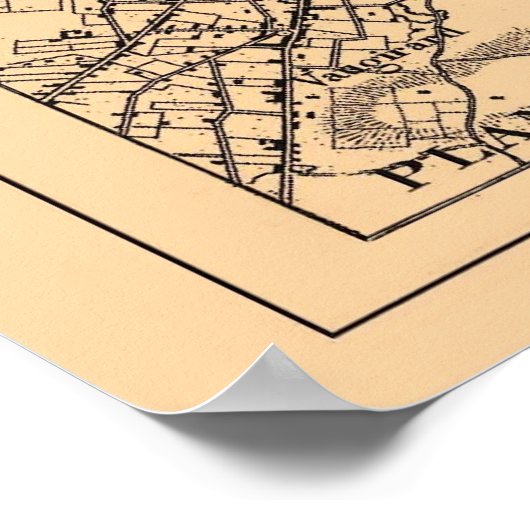 Kaart van Parijs Frankrijk, circa 1890-1907 Poster (Hoek)