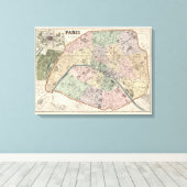  kaart van Parijs Frankrijk vanaf 1878 Canvas Afdruk (Insitu (Houten vloer))