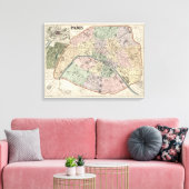  kaart van Parijs Frankrijk vanaf 1878 Canvas Afdruk (Insitu (Woonkamer))