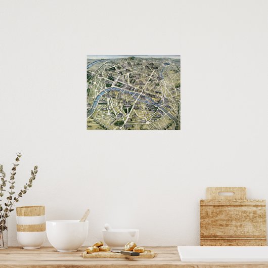 Kaart van Parijs in de periode van de Groenen Poster (Keuken)