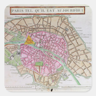Kaart van Parijs, juni 1800 Vierkante Sticker