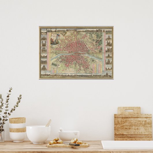  kaart van Parijs Poster (Keuken)