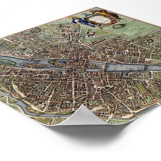 kaart van Parijs Poster (Hoek)