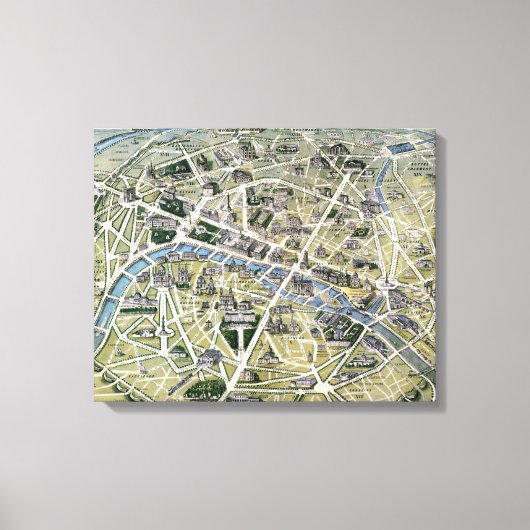 Kaart van Parijs tijdens de "Grands Travaux" Canvas Afdruk (Voorkant)