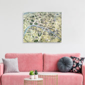 Kaart van Parijs tijdens de "Grands Travaux" Canvas Afdruk (Insitu (Woonkamer))