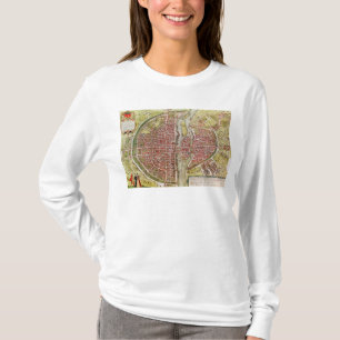 Kaart van Parijs uit "Civitates orbis terrarrum" T-shirt