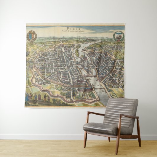  kaart van Parijs Wandkleed (In Situ (horizontaal))