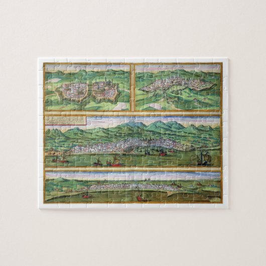 Kaart van Parma, Siena, Palermo en Drepanum, uit ' Legpuzzel (Horizontaal)