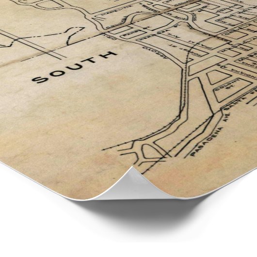 kaart van Pasadena CA (1922) Poster (Hoek)