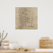 kaart van Pasadena CA (1922) Poster (Keuken)