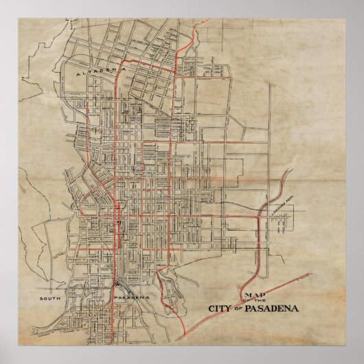 kaart van Pasadena CA (1922) Poster (Voorkant)