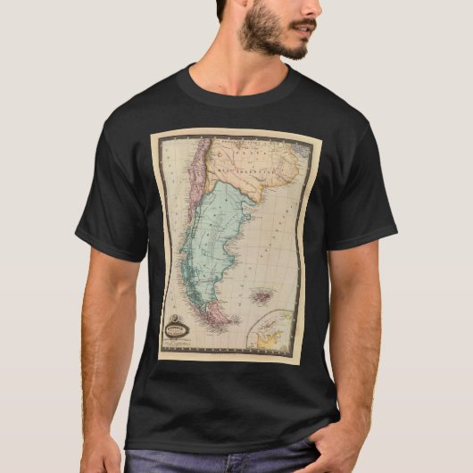 Kaart van Patagonia 1860 T-shirt (Voorkant)