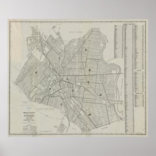 kaart van Paterson NJ (1920) Poster (Voorkant)