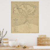 kaart van Pearl Harbour HI (1907) Poster (Keuken)