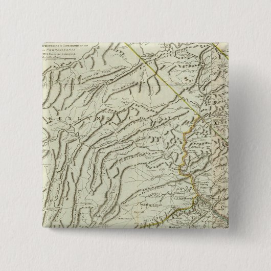 Kaart van Pennsylvania 2 Vierkante Button 5,1 Cm (Voorkant)