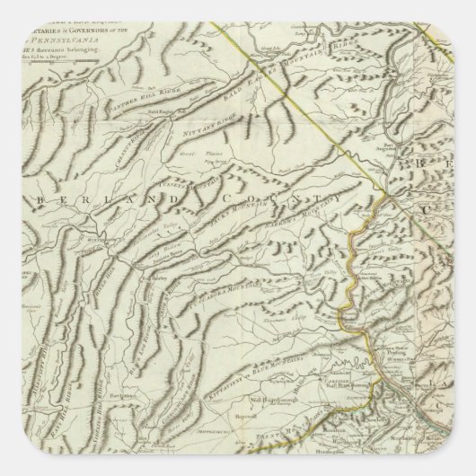 Kaart van Pennsylvania 2 Vierkante Sticker (Voorkant)