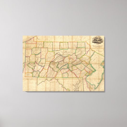 Kaart van Pennsylvania Canvas Afdruk (Voorkant)