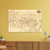Kaart van Pennsylvania Canvas Afdruk (Insitu (Woonkamer))